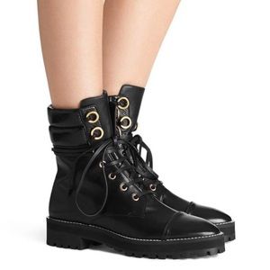 Stuart Weitzman Lexy Leather Moto stir Up Combat Boots